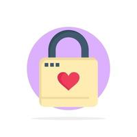 Lock Locker Heart Heart Hacker Heart Lock Abstract Circle Background Flat color Icon vector