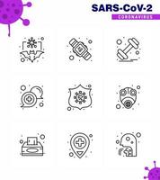 9 Line viral Virus corona icon pack such as support medical washing communication sports viral coronavirus 2019nov disease Vector Design Elements