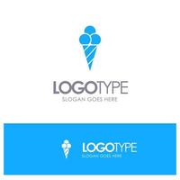 Beach Ice Cream Cone Blue Solid Logo with place for tagline vector