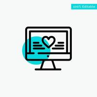 Computer Love Heart Wedding turquoise highlight circle point Vector icon