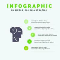 Brain Failure Head Human Mark Mind Thinking Solid Icon Infographics 5 Steps Presentation Background vector