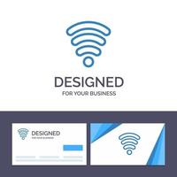 tarjeta de visita creativa y plantilla de logotipo servicios wifi señal ilustración vectorial