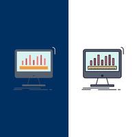 análisis procesamiento tablero datos estadísticas color plano icono vector