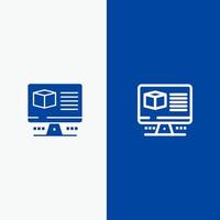 Computer Box Internet Monitor Line and Glyph Solid icon Blue banner vector