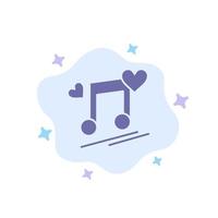 nodo de música letras de nodo canción de amor icono azul sobre fondo de nube abstracta vector