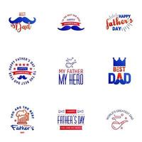 Happy fathers day card 9 Blue and red Set Vector illustration Editable Vector Design Elements