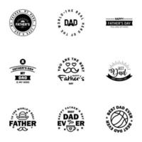 9 Black Happy Fathers Day Design Collection A set of twelve brown colored vintage style Fathers Day Designs on light background Editable Vector Design Elements