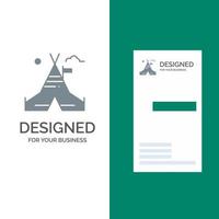 Tent Free Tent Camp American Grey Logo Design and Business Card Template vector