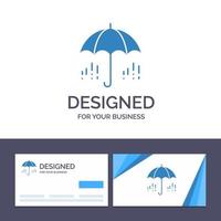 Creative Business Card and Logo template Umbrella Rain Weather Spring Vector Illustration