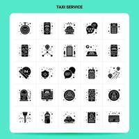 conjunto de iconos de servicio de taxi sólido 25 diseño de estilo de glifo vectorial conjunto de iconos negros diseño de ideas de negocios web y móvil ilustración vectorial vector