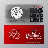 Valentines Day Big Banner Template Red Background vector