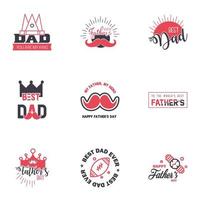 Happy fathers day card 9 Black and Pink Set Vector illustration Editable Vector Design Elements