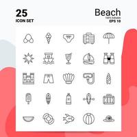25 conjunto de iconos de playa 100 archivos eps 10 editables concepto de logotipo de empresa ideas diseño de icono de línea vector