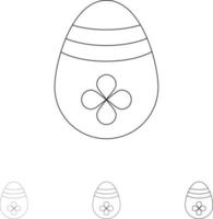 Decoration Easter Easter Egg Egg Bold and thin black line icon set vector