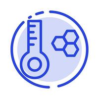 temperatura medidor de temperatura termómetro azul línea punteada icono de línea vector