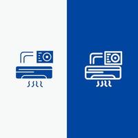 Air Aircondition Ac Room Line and Glyph Solid icon Blue banner vector