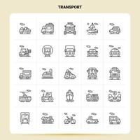 contorno 25 conjunto de iconos de transporte diseño de estilo de línea vectorial conjunto de iconos negros paquete de pictogramas lineales ideas de negocios web y móviles diseño ilustración vectorial vector