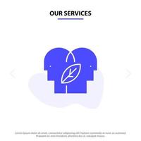 Our Services Eco Eco Mind Head Mind Solid Glyph Icon Web card Template vector