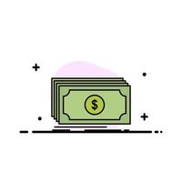 dinero fondo transferencia dólar negocio línea plana icono vector banner plantilla