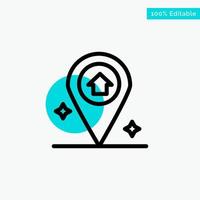 Map Navigation House turquoise highlight circle point Vector icon
