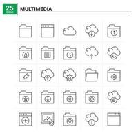 25 Multimedia icon set vector background