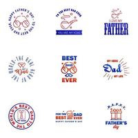 Set of fathers day 9 Blue and red design elements Editable Vector Design Elements