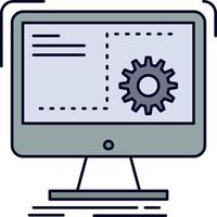 Command computer function process progress Flat Color Icon Vector