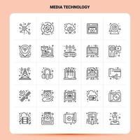 OutLine 25 Media Technology Icon set Vector Line Style Design Black Icons Set Linear pictogram pack Web and Mobile Business ideas design Vector Illustration