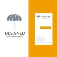 Beach Umbrella Weather Wet Grey Logo Design and Business Card Template vector