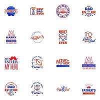 16 Blue and red Happy Fathers Day Design Collection A set of twelve brown colored vintage style Fathers Day Designs on light background Editable Vector Design Elements