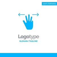 Gestures Hand Mobile Three Fingers Blue Solid Logo Template Place for Tagline vector