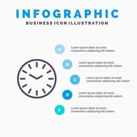 Time Clock Cleaning Line icon with 5 steps presentation infographics Background vector