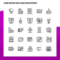 conjunto de diseño de juegos y desarrollo de juegos conjunto de iconos de línea 25 iconos diseño de estilo minimalista vectorial conjunto de iconos negros paquete de pictogramas lineales vector