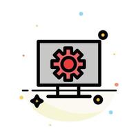 Computer Hardware Setting Gear Abstract Flat Color Icon Template vector