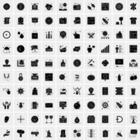 Set of 100 Business Solid Glyph icons vector