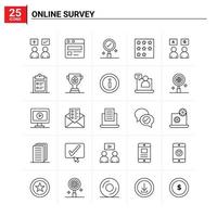 25 Online Survey icon set vector background