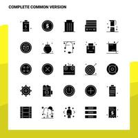 25 conjunto de iconos de versión común completa plantilla de ilustración de vector de icono de glifo sólido para ideas web y móviles para empresa comercial