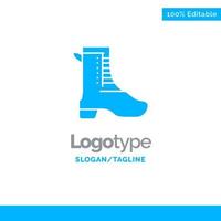 actividad zapatilla de correr primavera azul plantilla de logotipo sólido lugar para el eslogan vector