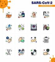 Coronavirus Awareness icon 16 Flat Color Filled Line icons icon included washing protect hands bacterial twenty seconds hygiene viral coronavirus 2019nov disease Vector Design Elements
