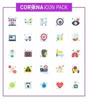 Coronavirus Prevention Set Icons 25 Flat Color icon such as search virus virus covid blood bacteria viral coronavirus 2019nov disease Vector Design Elements