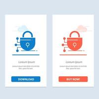 Digital Lock Technology  Blue and Red Download and Buy Now web Widget Card Template vector