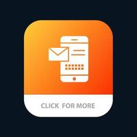 mensaje móvil sms chat recibir sms botón de aplicación móvil versión de glifo de android e ios vector