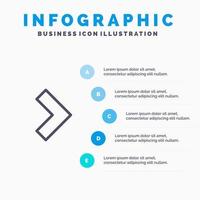 Arrow Right Next Line icon with 5 steps presentation infographics Background vector