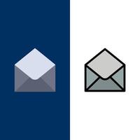 Sms Email Mail Message  Icons Flat and Line Filled Icon Set Vector Blue Background