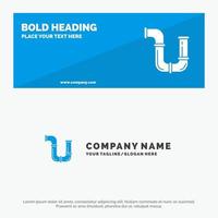 Pipe Plumber Repair Tools Water SOlid Icon Website Banner and Business Logo Template vector