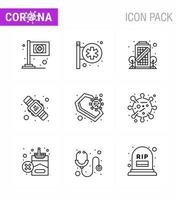 9 Line viral Virus corona icon pack such as death coffin coronavirus washing seconds viral coronavirus 2019nov disease Vector Design Elements