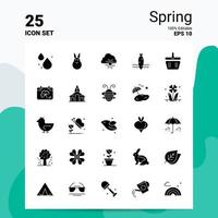 25 Spring Icon Set 100 Editable EPS 10 Files Business Logo Concept Ideas Solid Glyph icon design vector