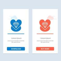 diamante amor corazón boda azul y rojo descargar y comprar ahora plantilla de tarjeta de widget web vector