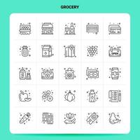 OutLine 25 Grocery Icon set Vector Line Style Design Black Icons Set Linear pictogram pack Web and Mobile Business ideas design Vector Illustration