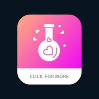 Flask Love Heart Wedding Mobile App Button Android and IOS Glyph Version vector